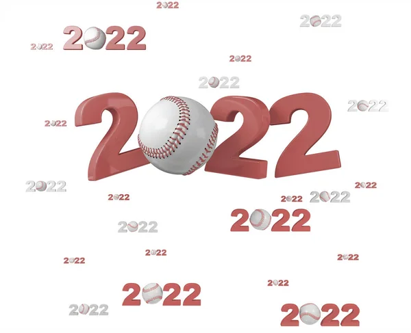 Muitos Desenhos Beisebol 2022 Com Muitas Bolas Fundo Branco — Fotografia de Stock