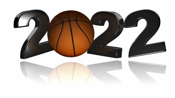 Μπάσκετ 2022 Popup Σχεδιασμός Στο Άπειρο Περιστροφή Στο Τέλος Λευκό — Αρχείο Βίντεο