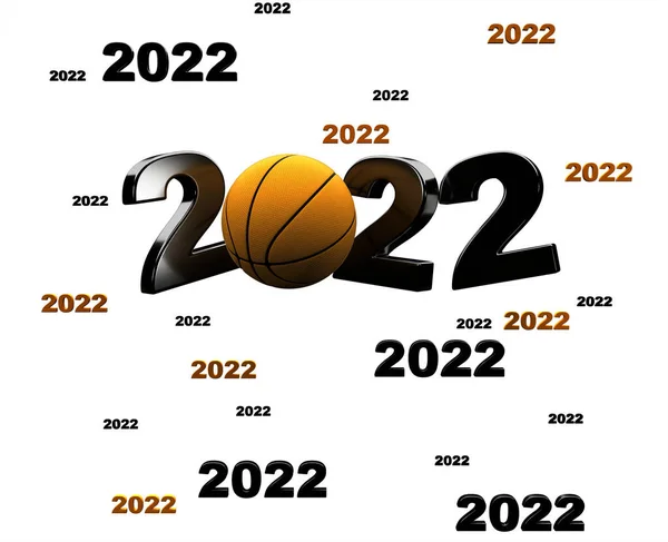 Många Basket 2022 Designar Med Vit Bakgrund — Stockfoto