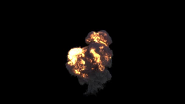 高と暗い爆発アルファチャンネルで黒の上のビュー — ストック動画