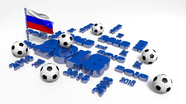 2018 Bandeira e bolas de futebol da Rússia — Fotografia de Stock