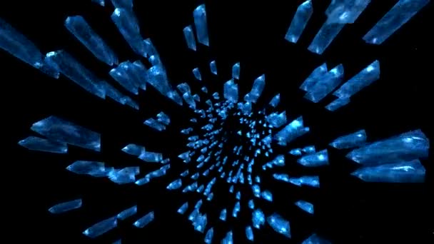 Космическая поездка в голубых кристаллах — стоковое видео