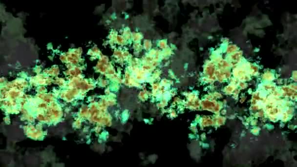 Fumée étrange verte, brune et profonde qui bouge lentement 