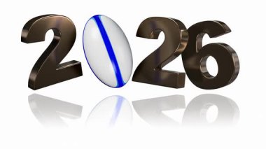 Rugby topu 2026 dizaynı Beyaz Arkaplanda sonsuz bir dönüşe sahip.