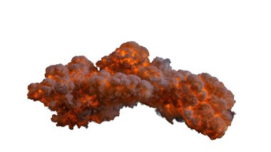 Üzerinde turuncu alevler ve yoğun duman bulunan Büyük Kanon Namlu Parıltısı