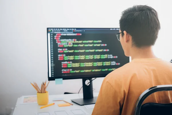 Programadores Equipes Desenvolvedores Estão Codificando Desenvolvendo Software — Fotografia de Stock