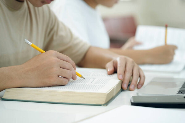 Reading a book. Education, Academic, Learning Reading and Exam concept.