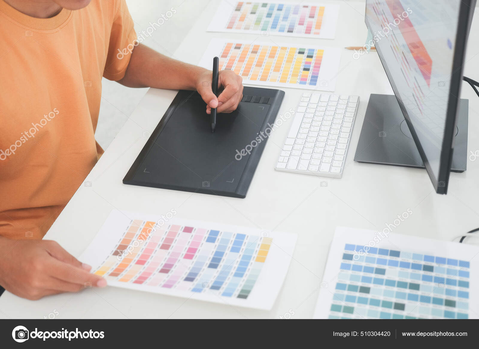 Graphic Designer Working Color Samples Selection Graphic Designer Work