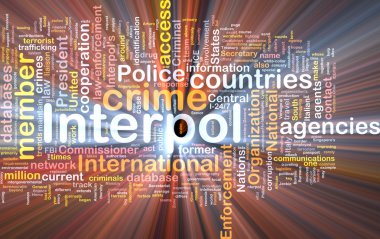 Interpol arka plan kavramı wordcloud parlayan
