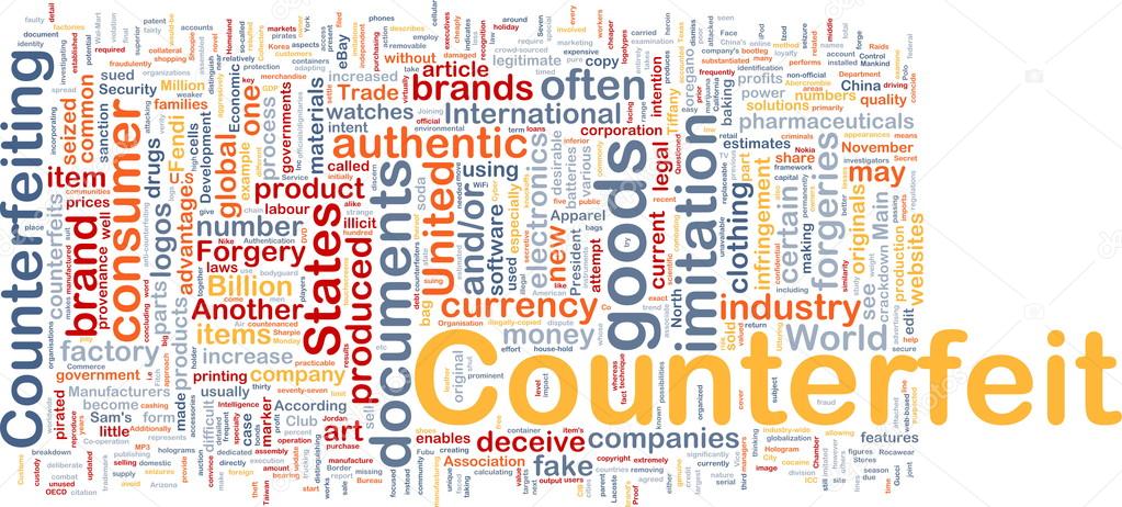 Counterfeit background concept wordcloud