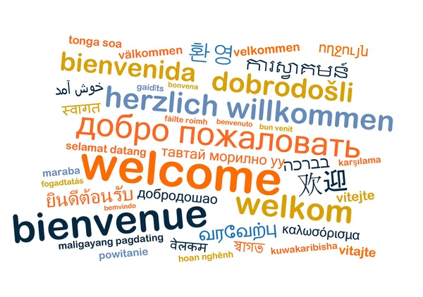 Hoş geldiniz çok dilli wordcloud arka plan kavramı