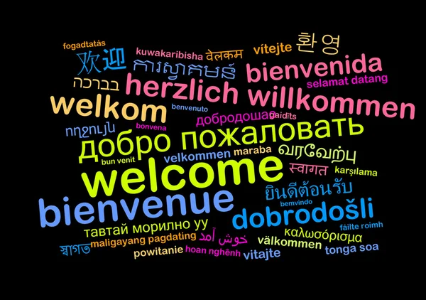 Welcome multilanguage wordcloud background concept — Stock Photo, Image