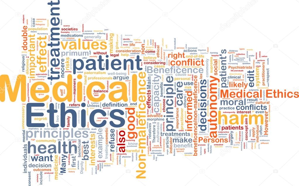 Medical ethics background wordcloud concept illustration