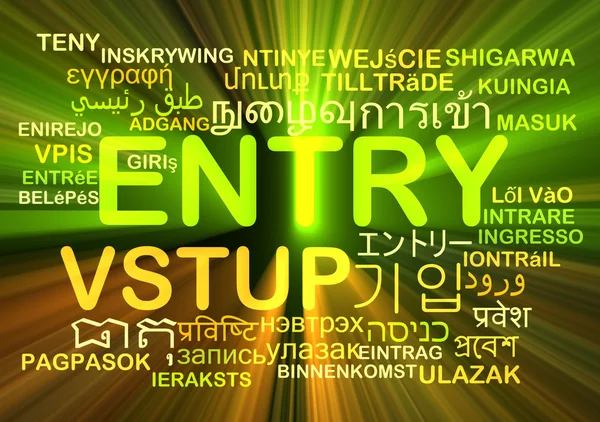 Entry multilanguage wordcloud background concept glowing — Stock Photo, Image