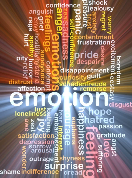 Emotion wordcloud concept illustration glowing — Stock Photo, Image