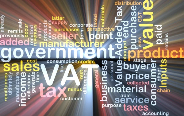 Vat wordcloud konzept illustration glühend — Stockfoto