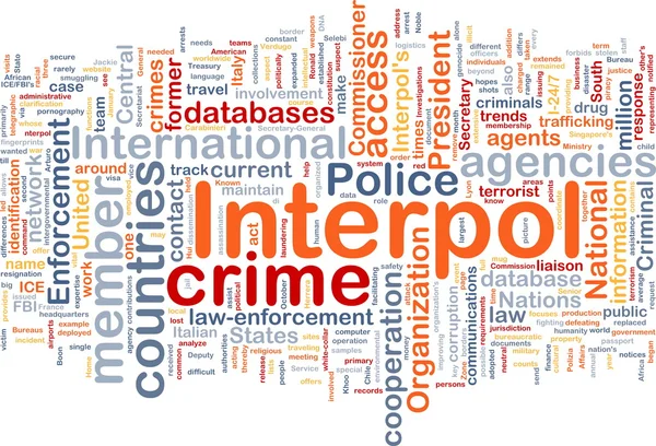 Interpol achtergrond concept wordcloud — Stockfoto