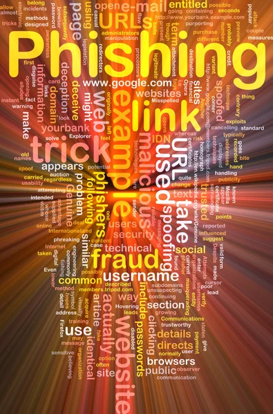 Phishing background concept wordcloud glowing — Stock Photo, Image