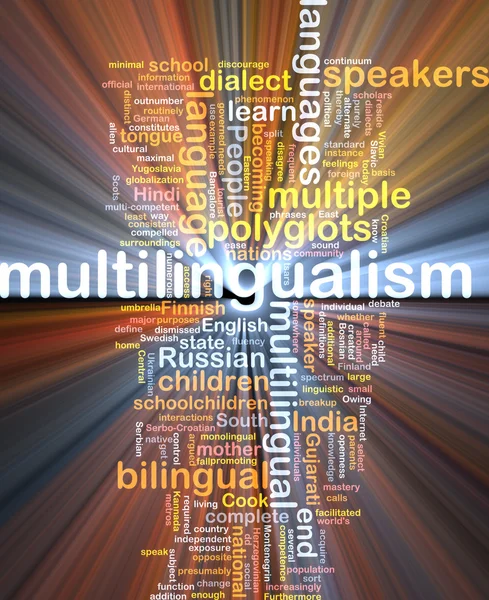Multilinguisme wordcloud concept illustration rayonnant — Photo