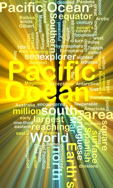 Pacific ocean wordcloud concept illustration glowing — Stock Photo, Image