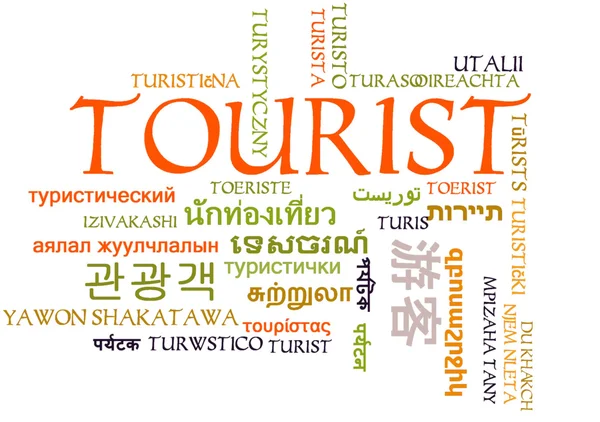 Turist çok dilli wordcloud arka plan kavramı — Stok fotoğraf