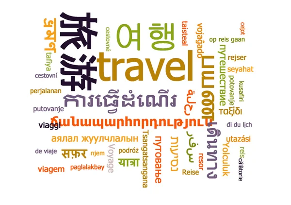 Travel multilanguage wordcloud background concept — Stock Photo, Image