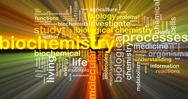 Biochemistry wordcloud concept illustration glowing — Stock Photo, Image