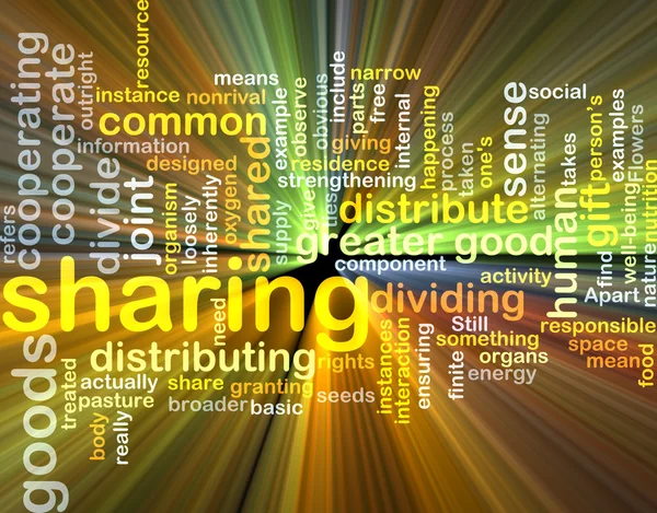Sharing wordcloud concept illustration glowing — Stock Photo, Image