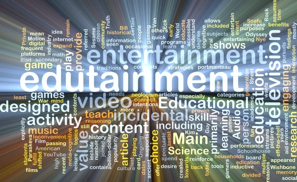 Edutainment wordcloud concept illustration glowing — Stock Photo, Image