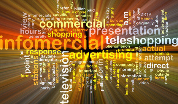 infomercial wordcloud concept illustration glowing