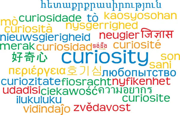 Curiosity multilanguage wordcloud background concept — Stock Photo, Image