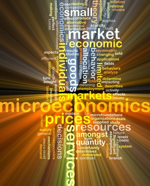 Mikroökonomie Wortwolke Konzept Illustration glühend — Stockfoto
