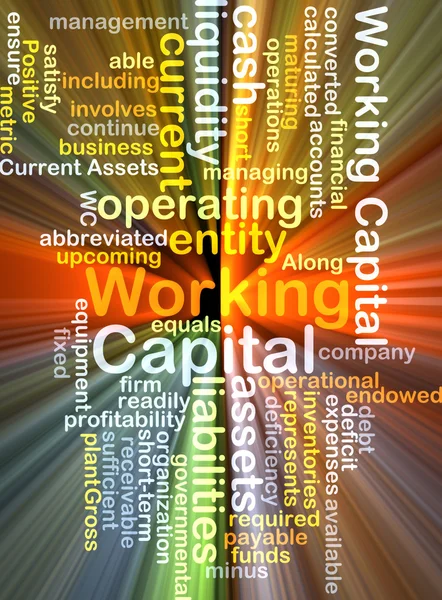 Working capital wordcloud concept illustration glowing — Stock Photo, Image