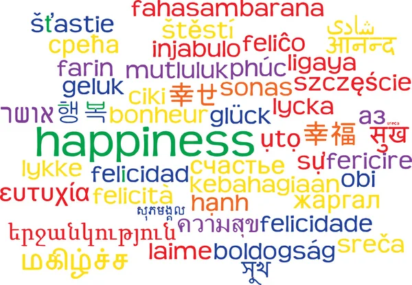 Bonheur multilingue wordcloud concept de fond — Photo