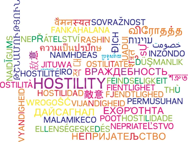 Hostility multilanguage wordcloud background concept — Stock Photo, Image