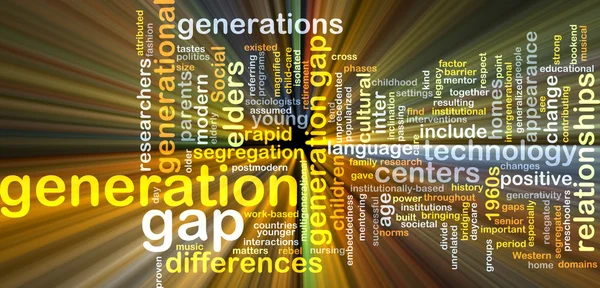 Generation Gap Wordcloud Konzept Illustration glühend — Stockfoto