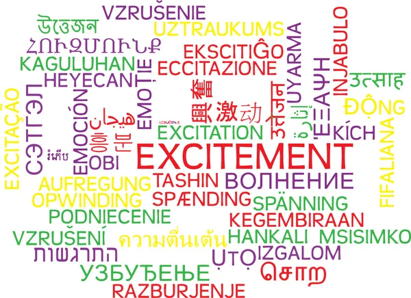 Izgalom többnyelvű wordcloud háttér koncepció — Stock Fotó