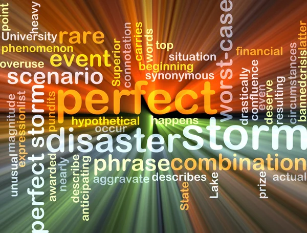 Perfect storm wordcloud concept illustration glowing — Stock Photo, Image