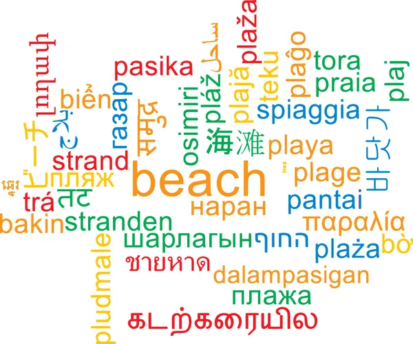 Beach multilanguage wordcloud background concept — Stock Photo, Image
