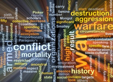 Savaş wordcloud konsept illüstrasyon parlayan