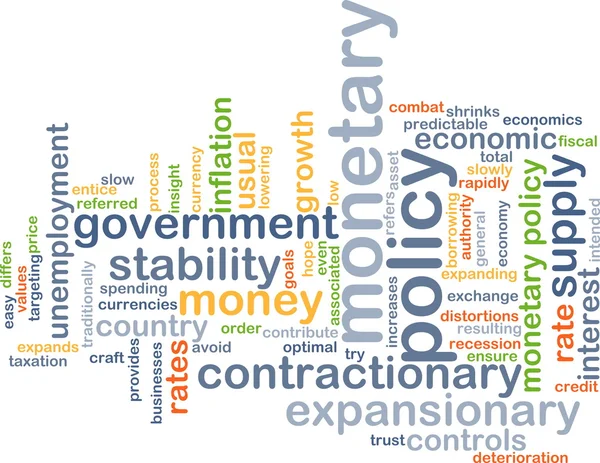 Иллюстрация концепции облака слов денежной политики — стоковое фото
