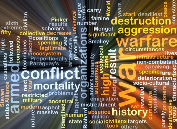 Guerra wordcloud concetto illustrazione incandescente — Foto Stock