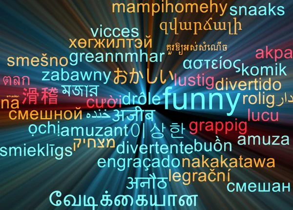 Funny multilanguage wordcloud background concept glowing — Stock Photo, Image