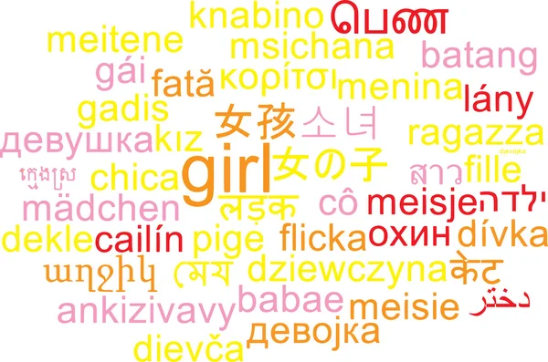 Girl multilanguage wordcloud background concept — Stock Photo, Image