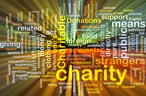 Charity wordcloud concept illustration glowing — Stock Photo, Image