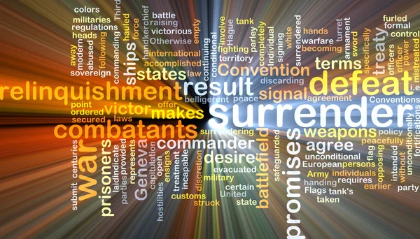 Surrender wordcloud concept illustration glowing — Stock Photo, Image