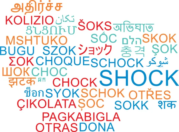 Shock multilenguaje wordcloud concepto de fondo — Foto de Stock