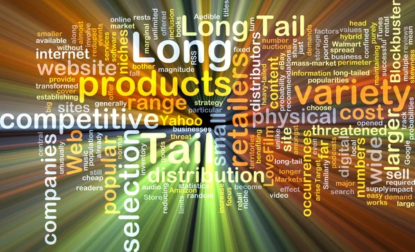 Long tail wordcloud concept illustration glowing — Stock Photo, Image