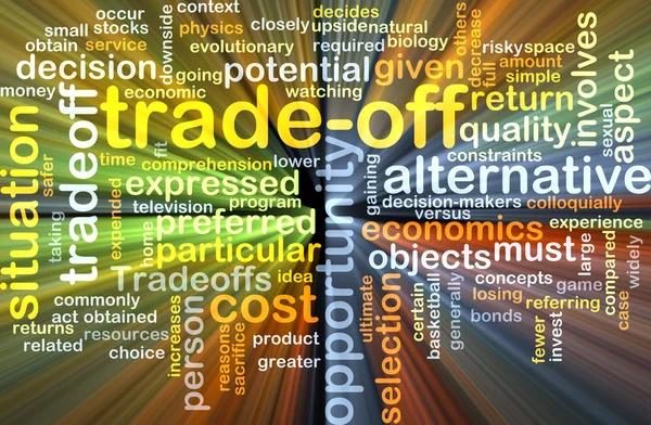 Trade-off wordcloud concept illustration glowing — Stock Photo, Image