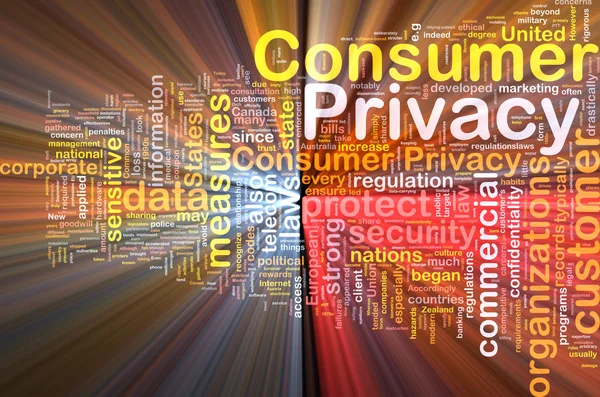 Consumer privacy background concept wordcloud glowing — Stock Photo, Image